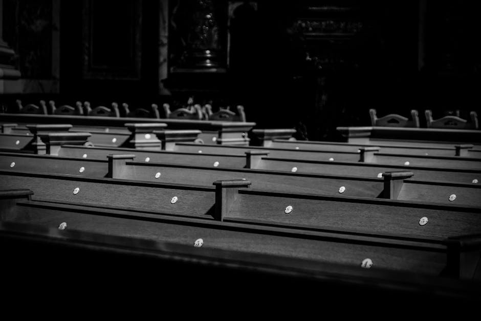 Black white pews soft light