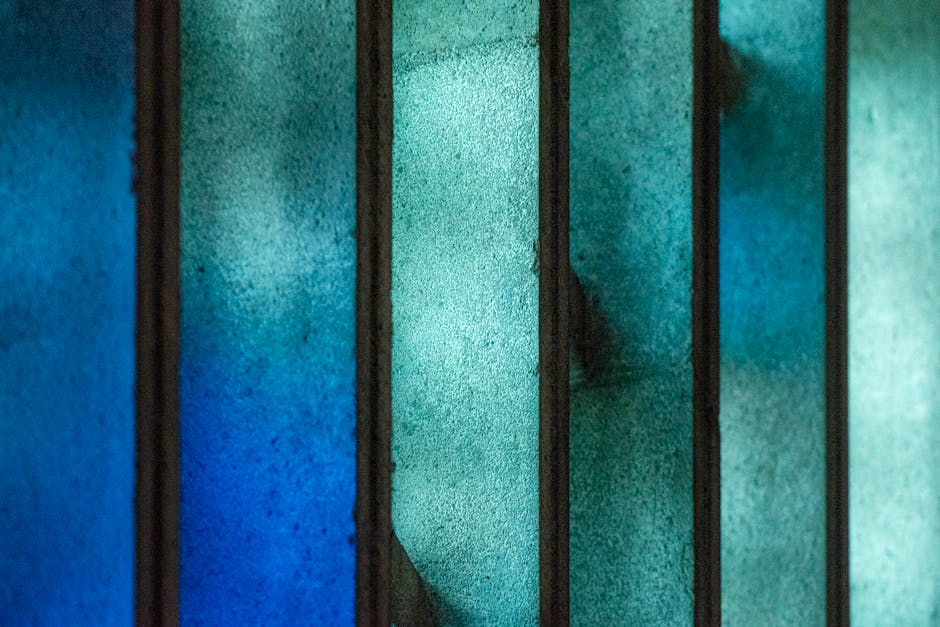 Blue stained glass panels