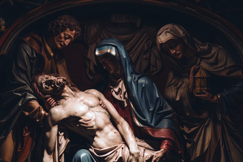 Detailed sculpture religious scene
