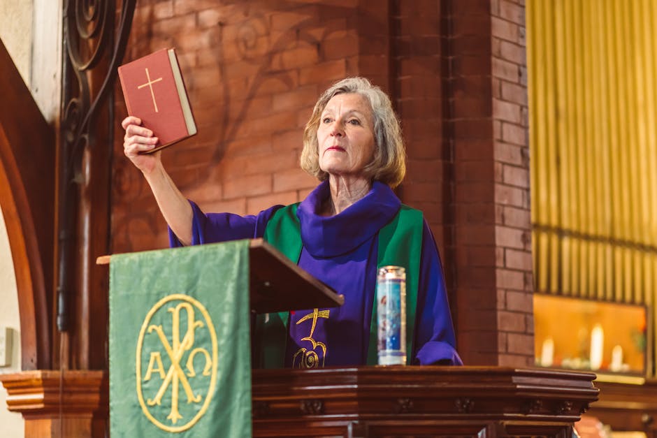Elderly priest sermon bible