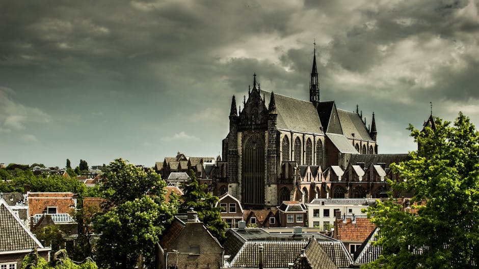 Gothic cathedral urban landscape