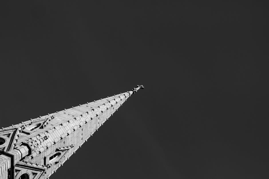 Gothic steeple dark sky