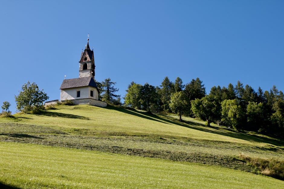 Hilltop chapel clear skies