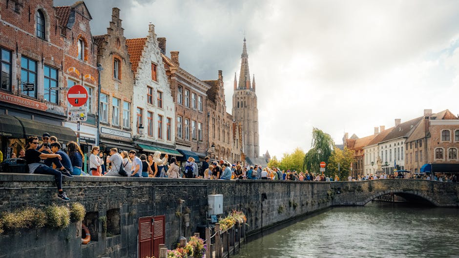 Historic buildings canals sunset