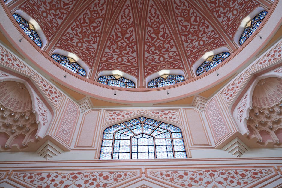 Intricate pink dome stained glass