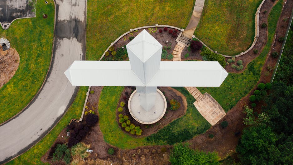 Faith community symbolized by a large white cross