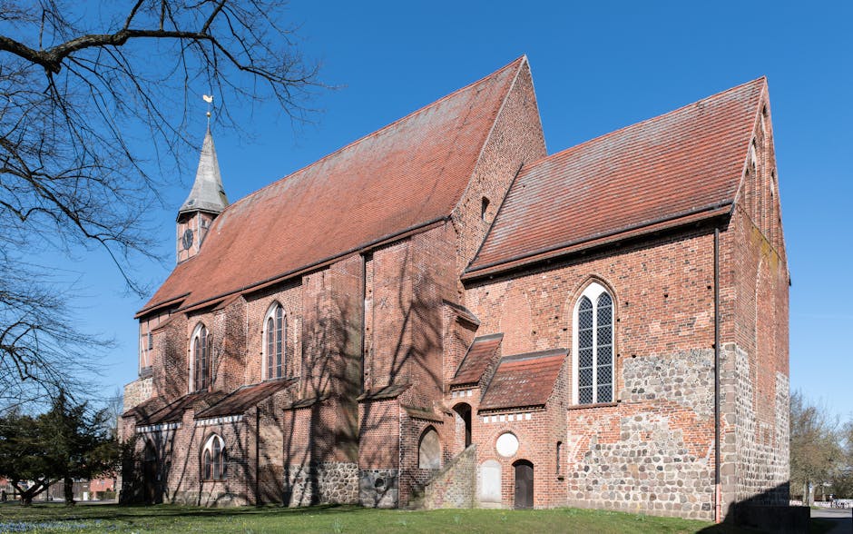 Sunny medieval brick architecture