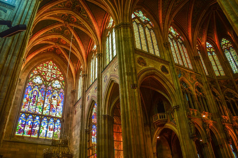 Medieval cathedral stained glass