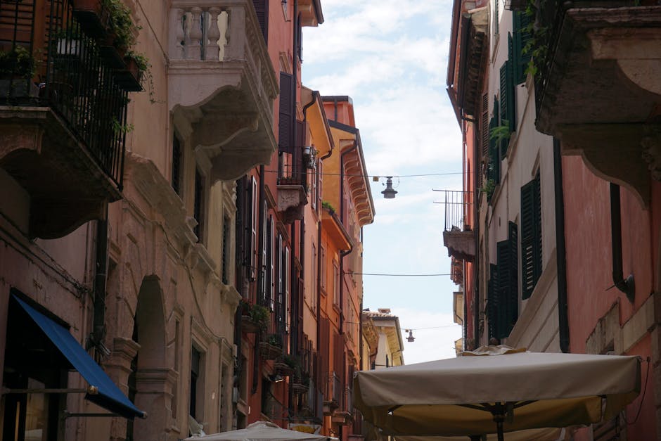 Narrow street historic buildings