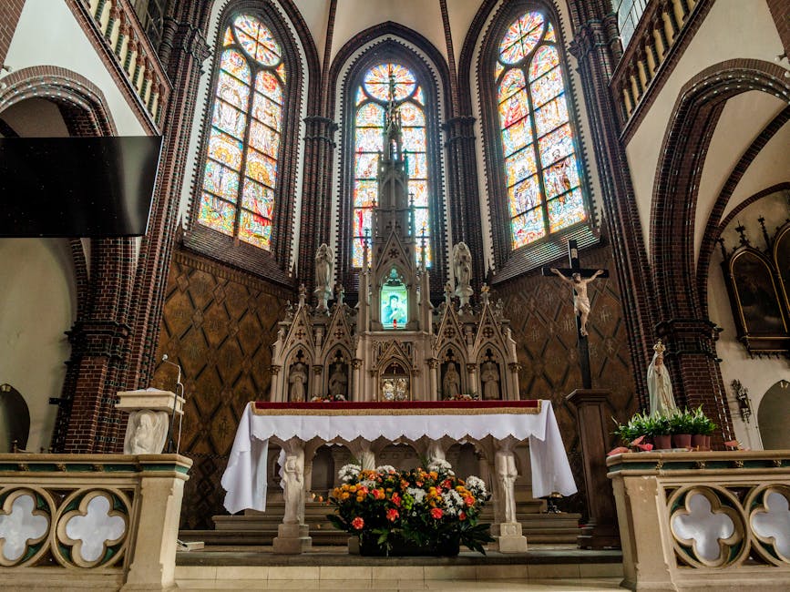 Ornate stained glass altarpiece