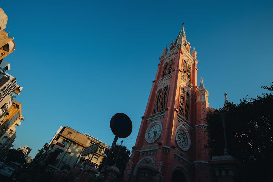Pink tower at sunset