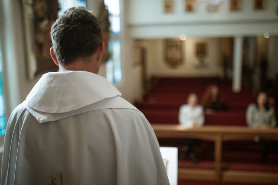 A priest delivering a sermon in a spiritual atmosphere