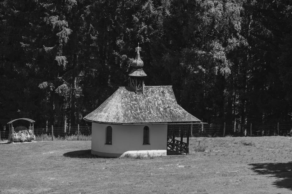 Rustic chapel forest clearing