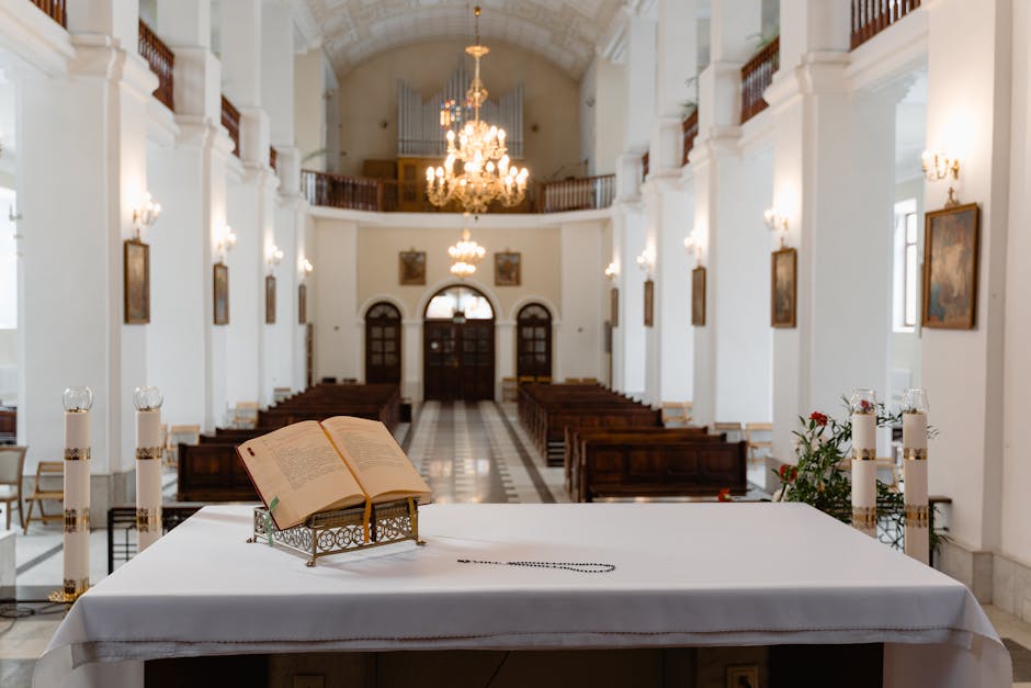 Serene interior with an open Bible