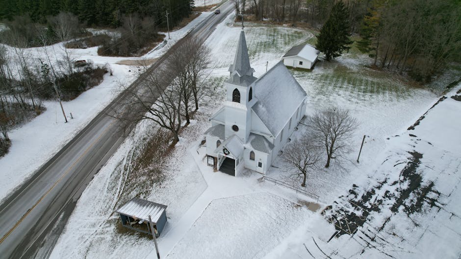 Snowy rural steeple winter