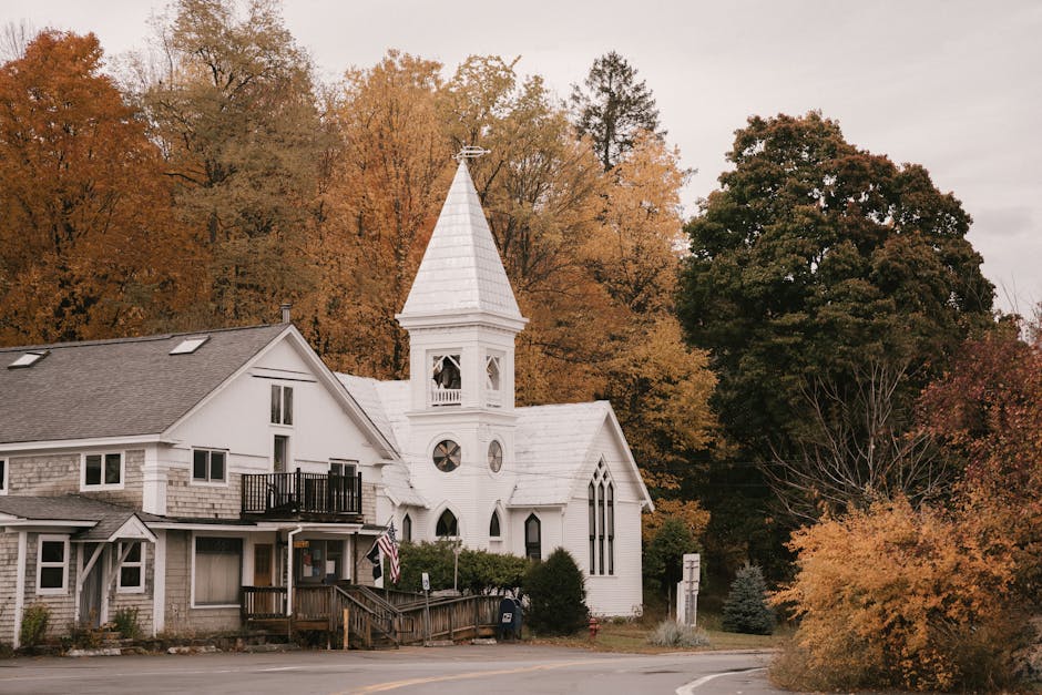 White spire autumn foliage