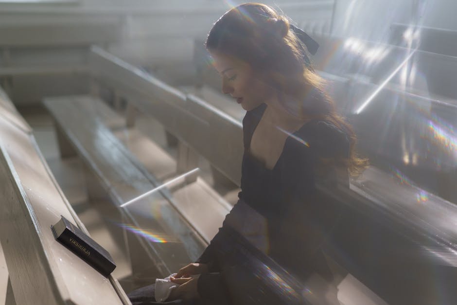 Woman pew ethereal light